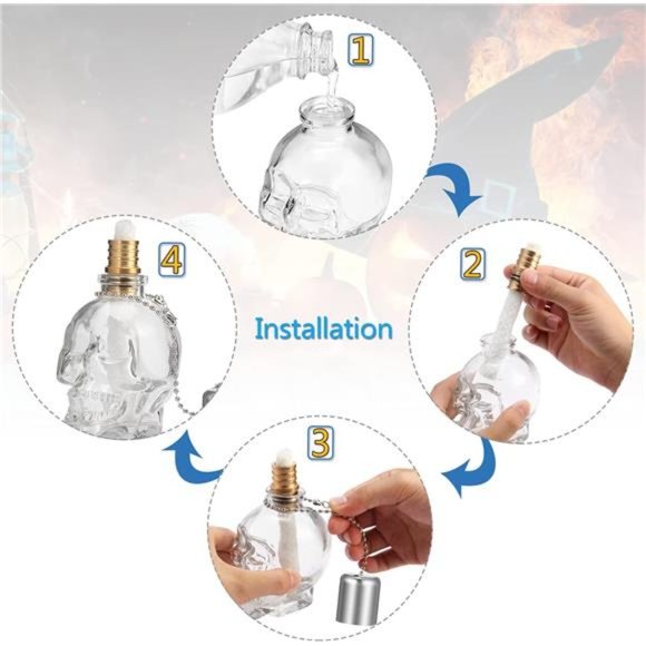 Molded Glass Table Torch, Outdoor Patio Garden Torch,DIY Skeleton Tabletop Decor - Picture 4 of 6